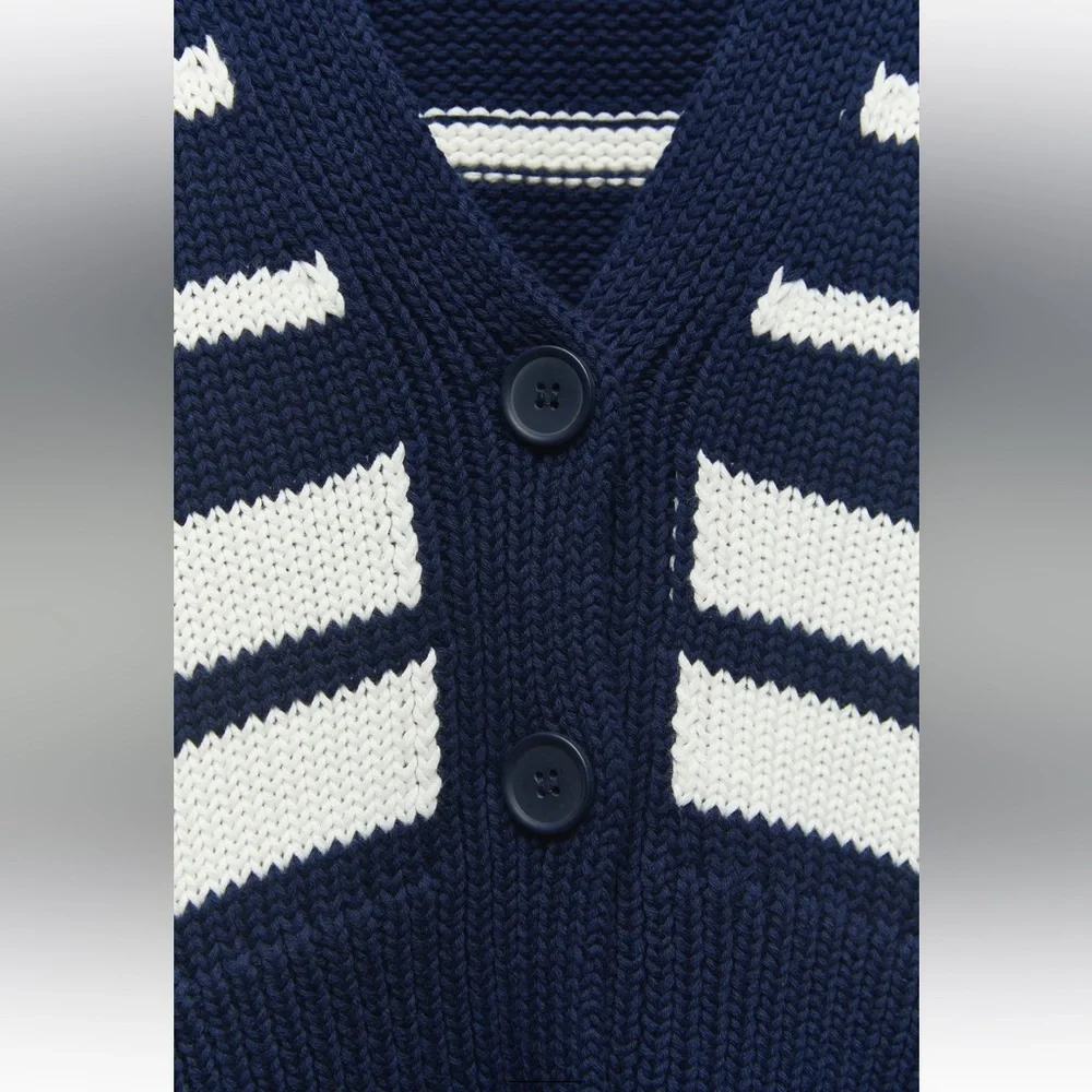 Zara STRIPED KNIT CARDIGAN. Striped. Size S. New with Tags. - Picture 9 of 9